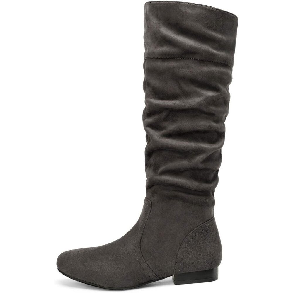 Women's Grey Dream Pairs Pull On Knee High Boots for Fall and Winter - Picture 4 of 6